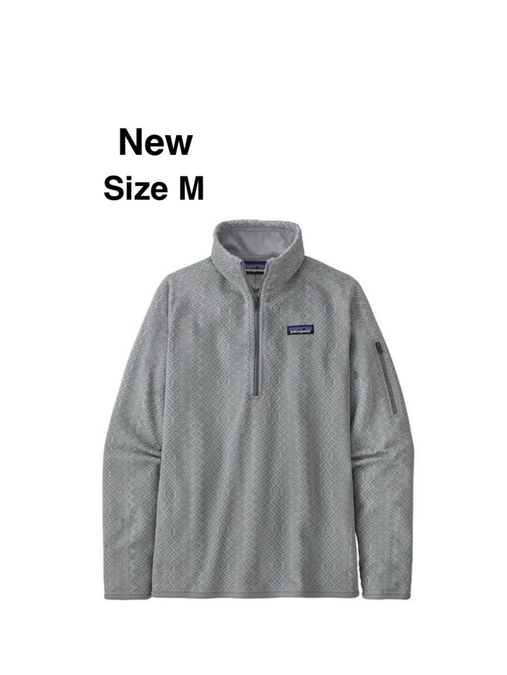 New patagonia womam better sweater 1/4 zio frozen jaquard  salt grey size M⭐️⭐️